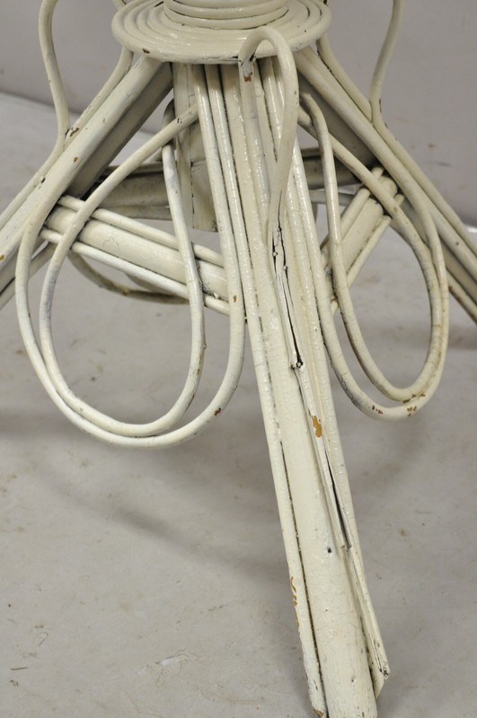 Antique Victorian Bentwood Wicker Rattan White Painted Accent Side Table gallery