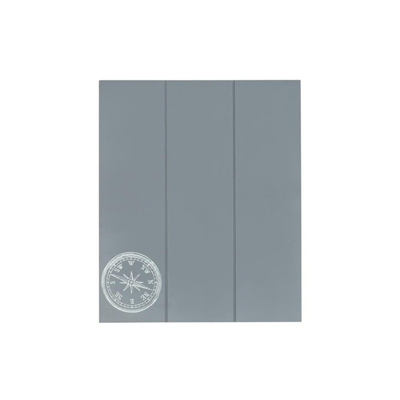 Linon Lorie 5 Piece Tray Table Set Planked Top with Compass Design in Gray Wood gallery