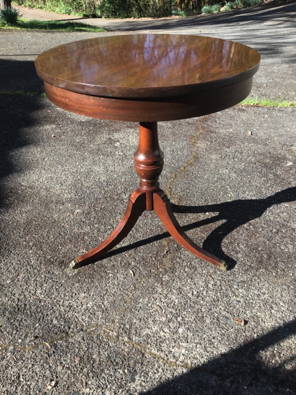 Mersman German-Made Regency Style, Drum Pedestal Table, Laminate Top gallery