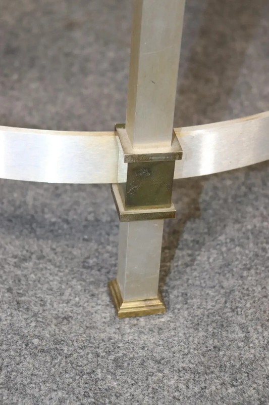 Brass and Steel Glass Top Maison Jansen Style Directoire End Table, circa 1960 gallery