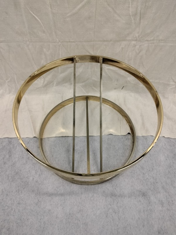 Sculpture Brass Cocktail Coffee Table In The Style Of Milo Baughman With Angular