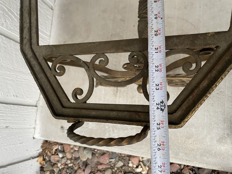 Antique Iron And Brass Table Serving Tray Art Nouveau Vtg 1930s Needs Glass gallery
