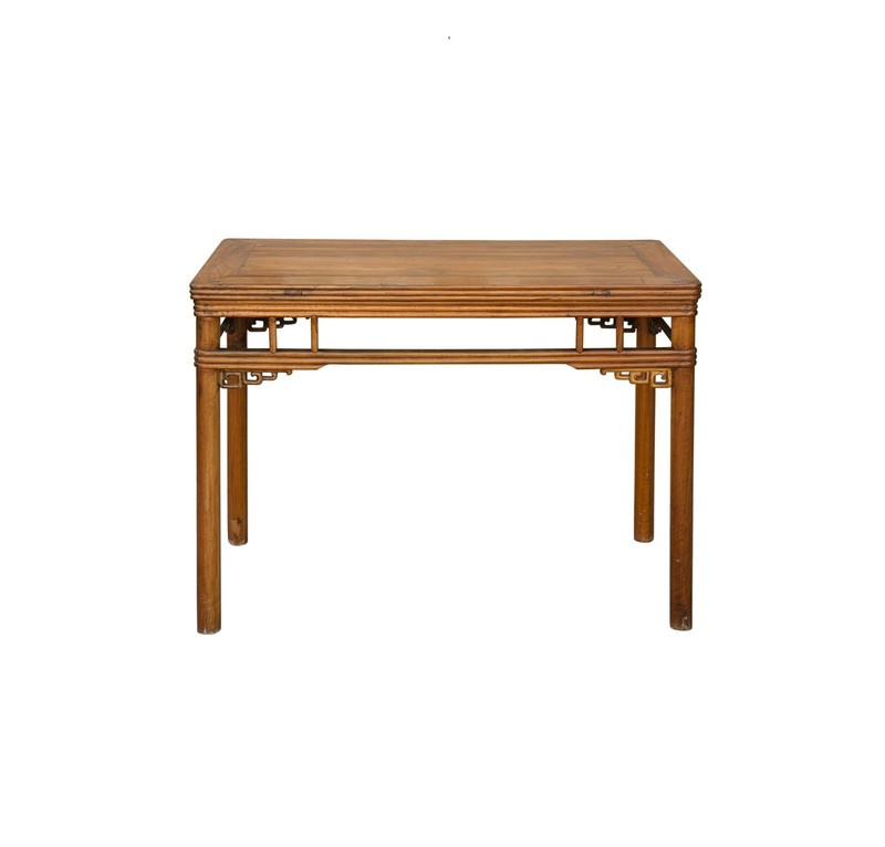 Vintage Honey Wood Tone Ming Style Round Legs Console Altar Table GB613 gallery