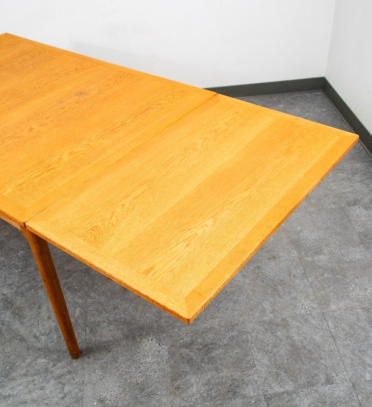 Mid Century Danish Modern Dining Table Kurt Ostervig Oak Drop Leaf Slagelse 94" gallery