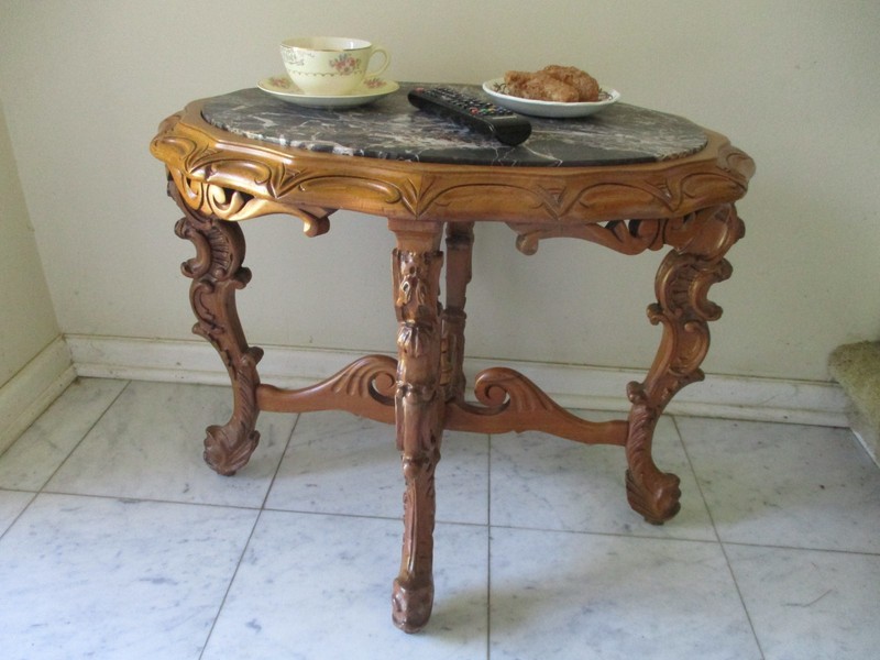 antique marble top coffee table vtg side table walnut accent table ship $60.00 gallery