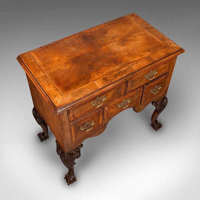 Antique Georgian Revival Lowboy, English, Walnut, Hall, Side Table, Edwardian gallery