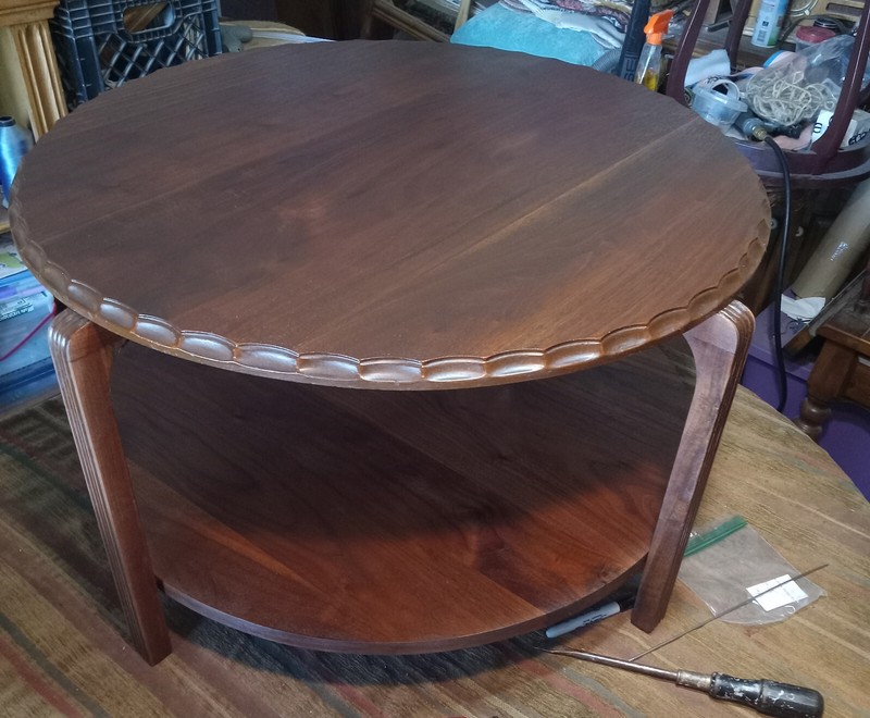 Solid Walnut Mid Century Round Coffee Table by Queen City (CT-262)
