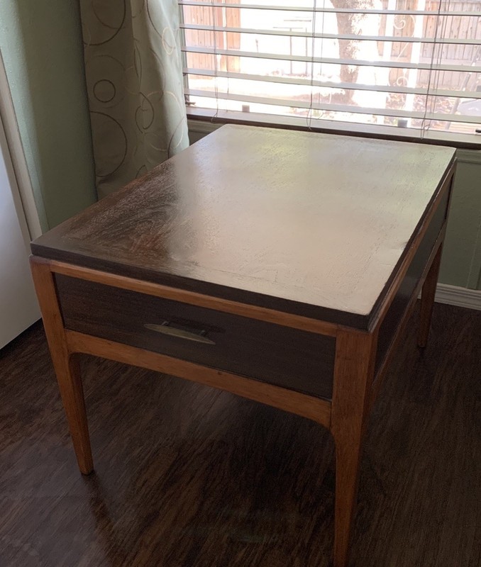 Vintage 1967 MCM Lane Rhythm Walnut End Table Nightstand w Drawer model 997-02 gallery
