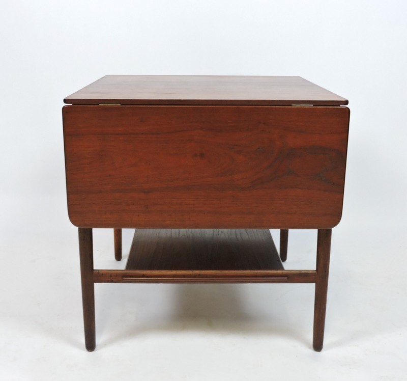 Hans Wegner Danish Modern Teak & Oak Drop Leaf End Table for Andreas Tuck gallery