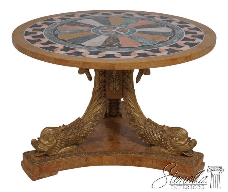66959: Stunning Italian Pietra Dura Marble Round Center Table