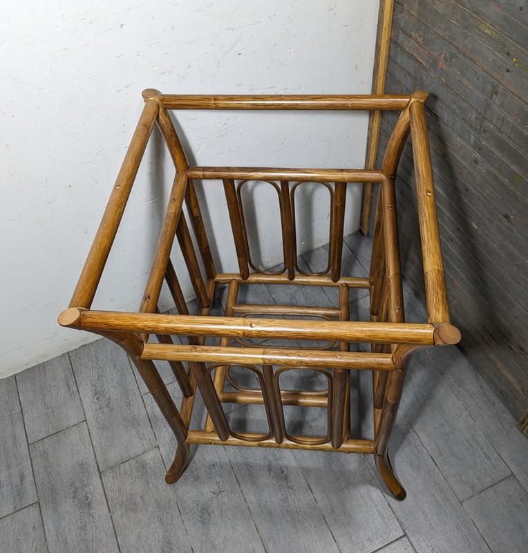 Vintage Boho Chic Coastal Bent Bentwood Bamboo Table Base Square Asian/Regency gallery