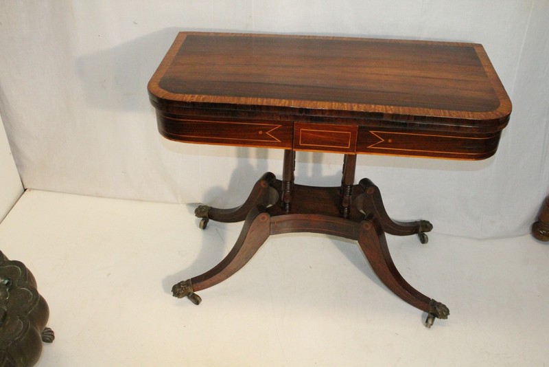 Antique 19th century Regency Satinwood & Rosewood Game Table very rare piece !! gallery