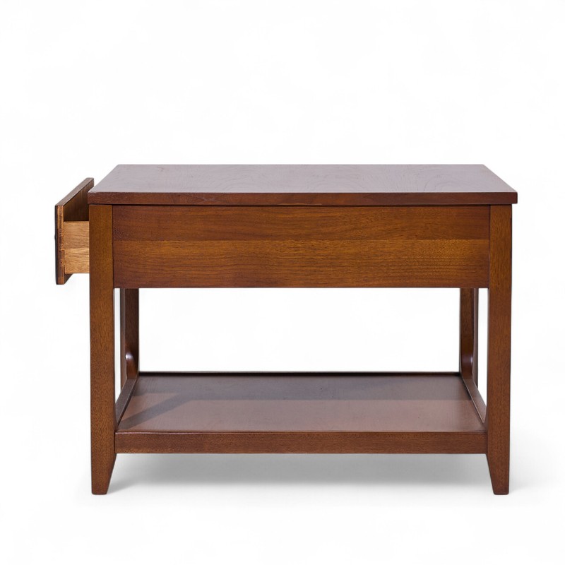 Broyhill Brasilia Mid Century Walnut and Brass Side End Tables - Pair gallery