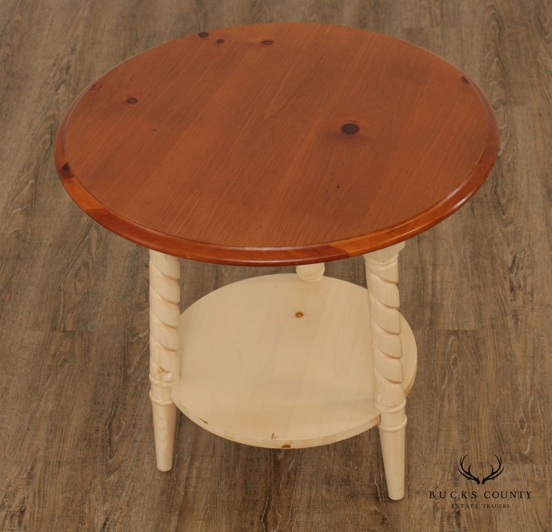 Rustic Vintage Pine Round Side Table gallery