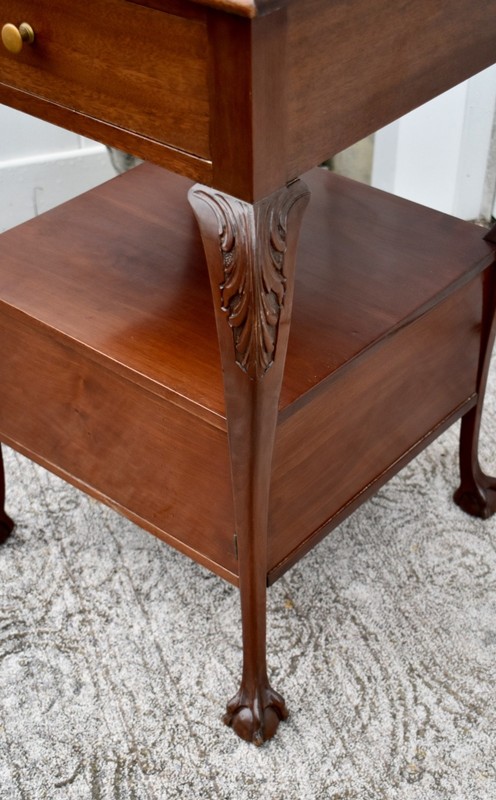 Antique Carved Mahogany Chippendale Style Stand w/Drawer & Locking Door gallery