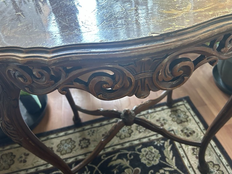 Wooden Carved Parlor Table That Needs Restoring. Great For Antique Collectors gallery