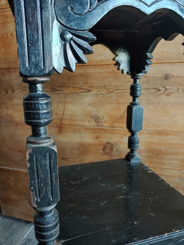 Antique Eastlake? Victorian 3-tier Plant Stand, Parlor Table with Marble Top gallery
