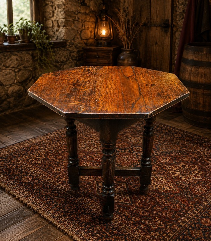Antique Oak Folding Side Table Drop Leaf Gateleg Rustic English Occasional Table