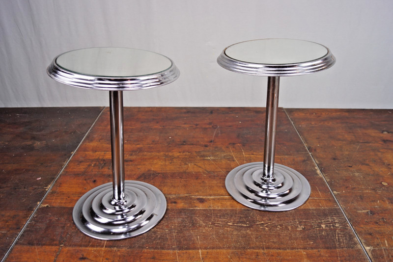 2X Vintage Table Retro Side Table With Mirror Post Modern 80S