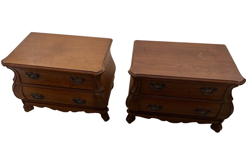 Henredon Town and Country Nightstands Matching Side Tables two Drawers French gallery