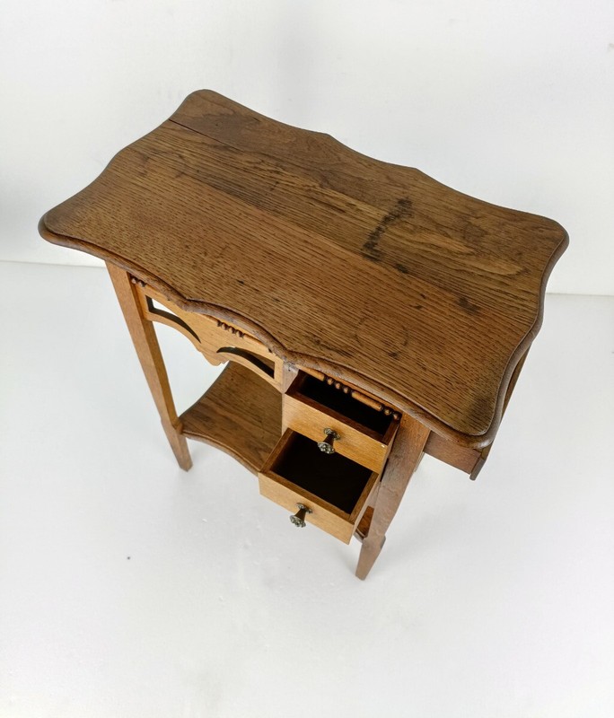 Exquisite Desk table Sewing Quilting Box Wood Antique Two tier Art Nouveau Gorge gallery