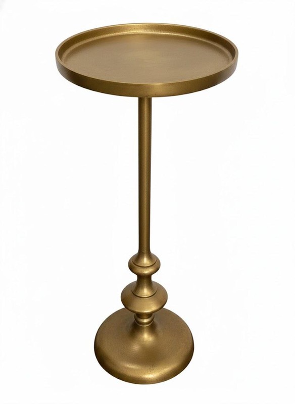 Vintage-Inspired Round Side Table Handmade with Aluminium and Antique Brass gallery