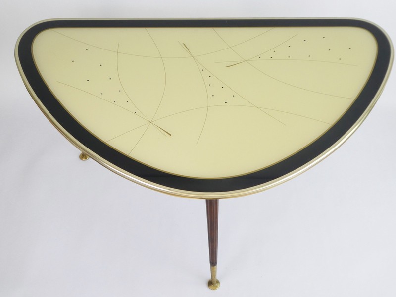 Large Vintage Kidney Shaped Coffee Table, Original Space Age Glass Table gallery