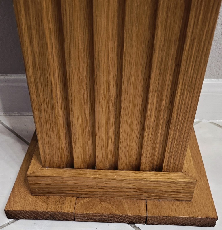 Mid Century Solid Golden Oak Fluted Column Plant/Lamp Stand gallery