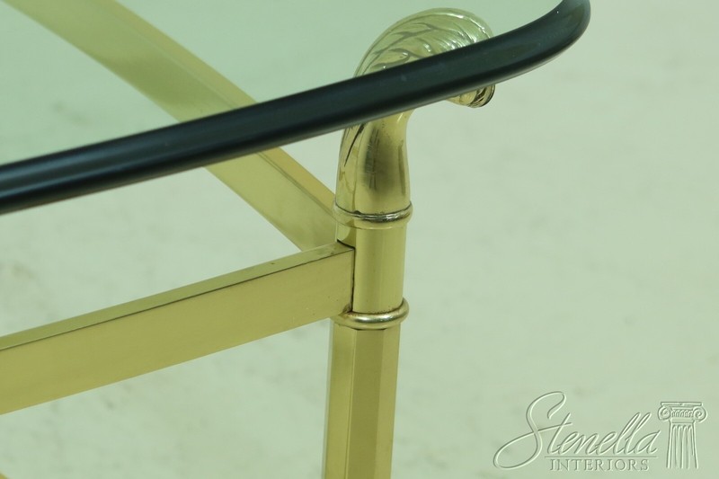 52967EC: LABARGE Brass Base Glass Top Coffee Cocktail Table gallery