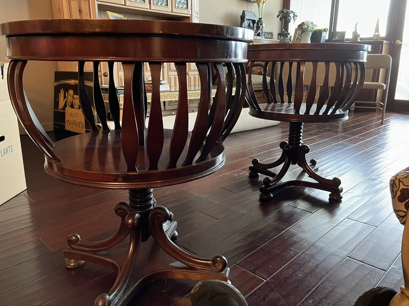 Mid Century Barrel Tables Walnut