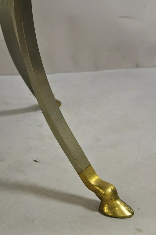 Maison Jansen Style Italian Neoclassical Brass Hoof Foot Marble Top Center Table gallery