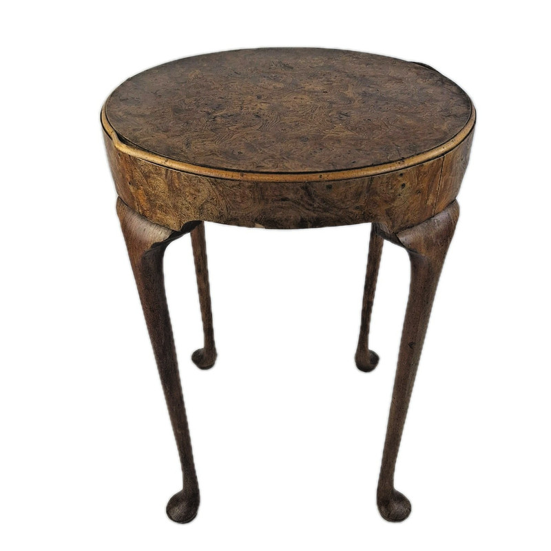Vintage Baker Furniture Company Signed Round Burl Accent Table RESTORATION PIECE