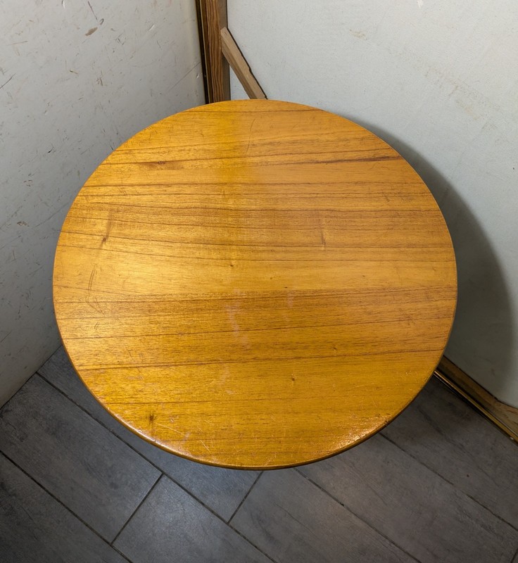 Vintage Powell Round Wood Side Pedestal Table Plant Stand Rustic Country D73 gallery