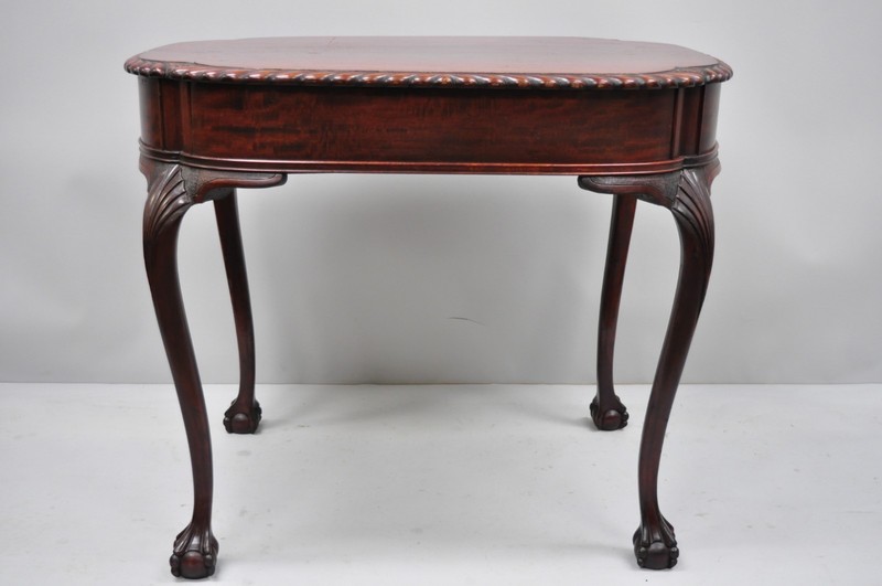Antique Chippendale Style Rope Carved Mahogany Ball and Claw Parlor Side Table gallery