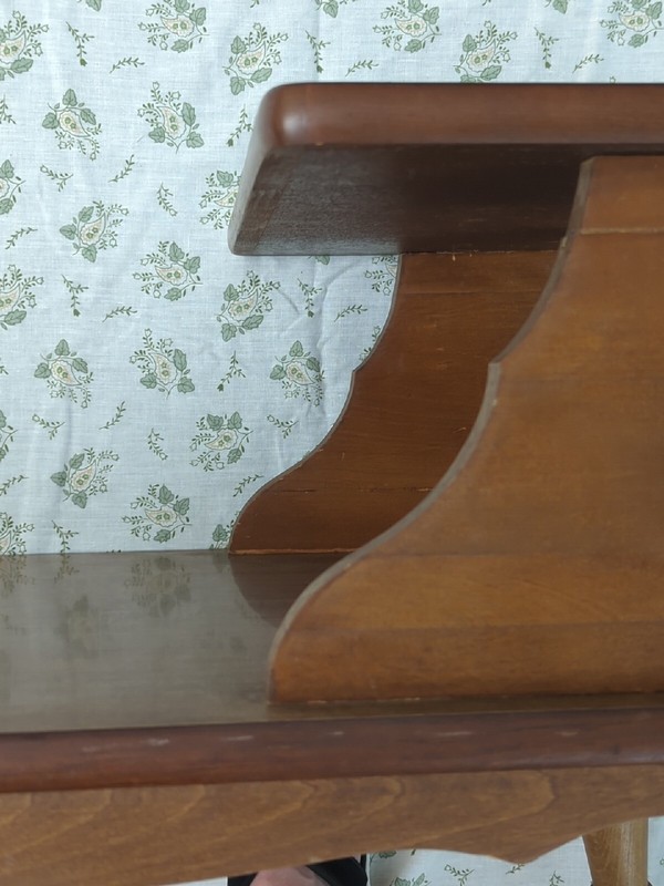 Mid Century Maple Formica Step End Table Side Table Screw Legs gallery