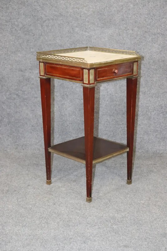 Louis XVI Directoire Style French Mahogany and Marble Top Stand Circa 1910 gallery