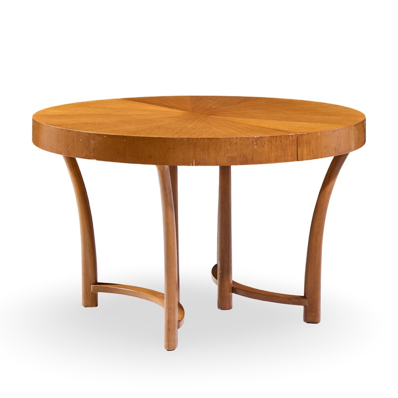 T.H. Robsjohn Gibbings for Widdicomb Walnut Expanding Dining Table with 3 Leaves gallery