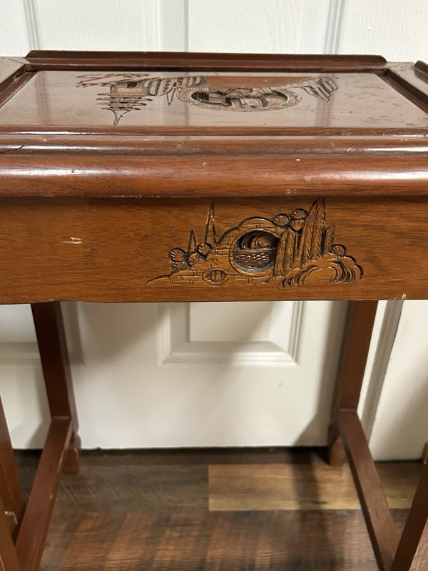 Set of 2 Vintage Chinese Oriental Nesting Side Tables See Pics & Description gallery