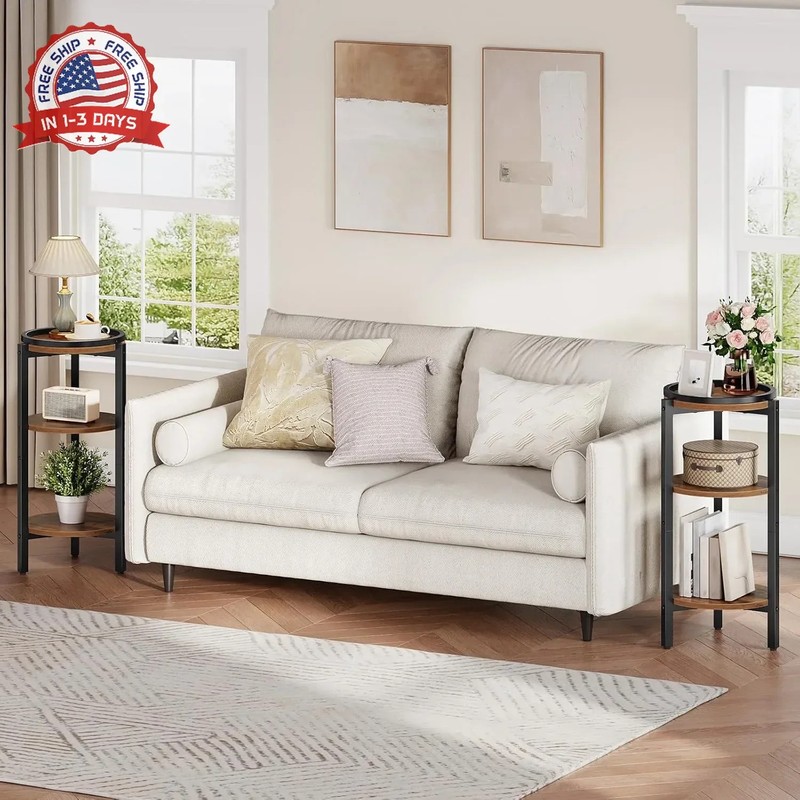 Rustic Brown 3-Tier Round Side Table 28.7 H for Living Room gallery