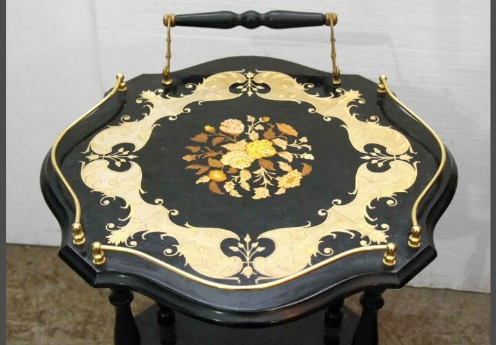 Ebonize Bar Cart With Inlaid Detail gallery