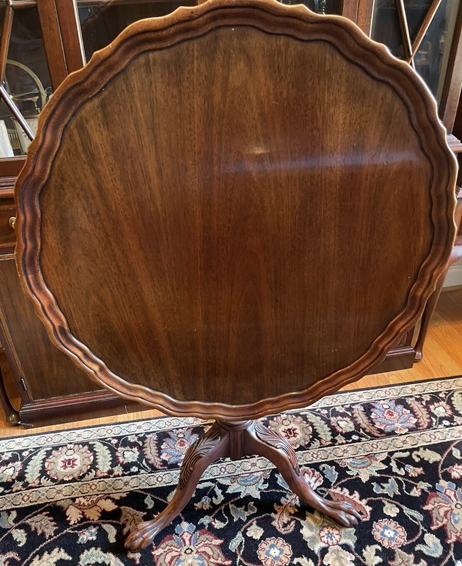 Hickory Chair? Tilt Top Large Mahogany Piecrust Ball and Claw Table gallery