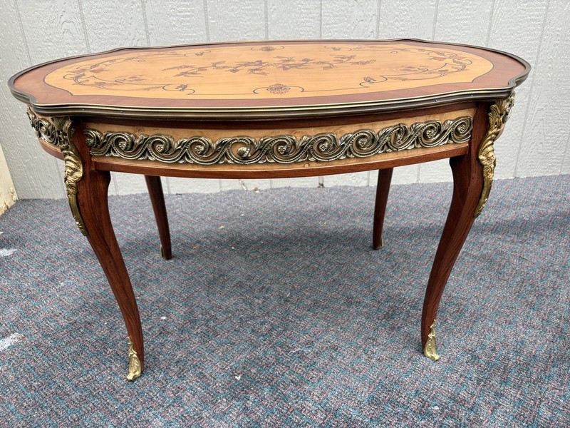 67315 Elegant Louis XV Style Decorated Coffee Table with Brass Accents gallery
