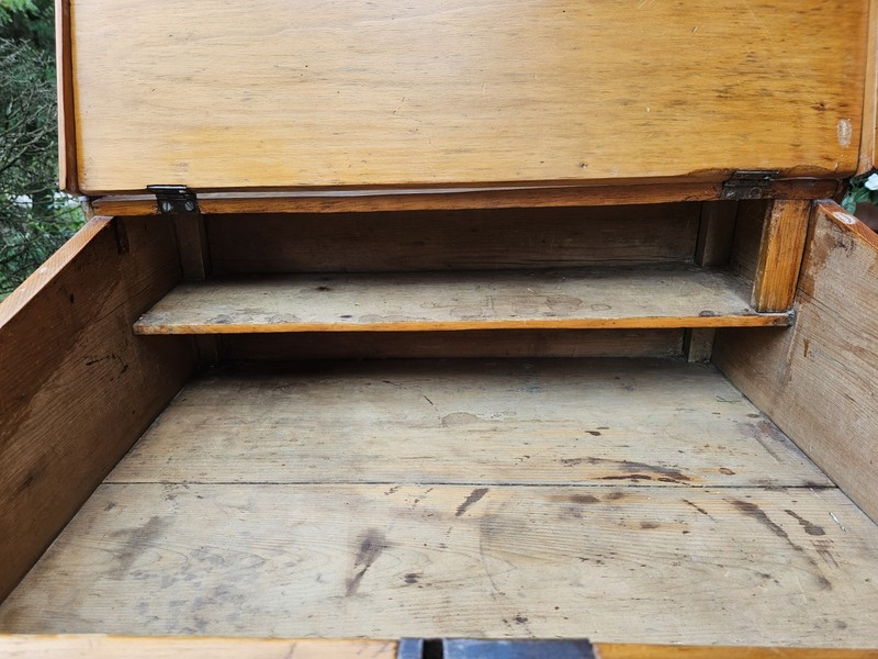 ANTIQUE PINE SLANT TOP DESK AMERICAN PRIMITIVE FLIP STORAGE WORK PLANTATION DESK gallery