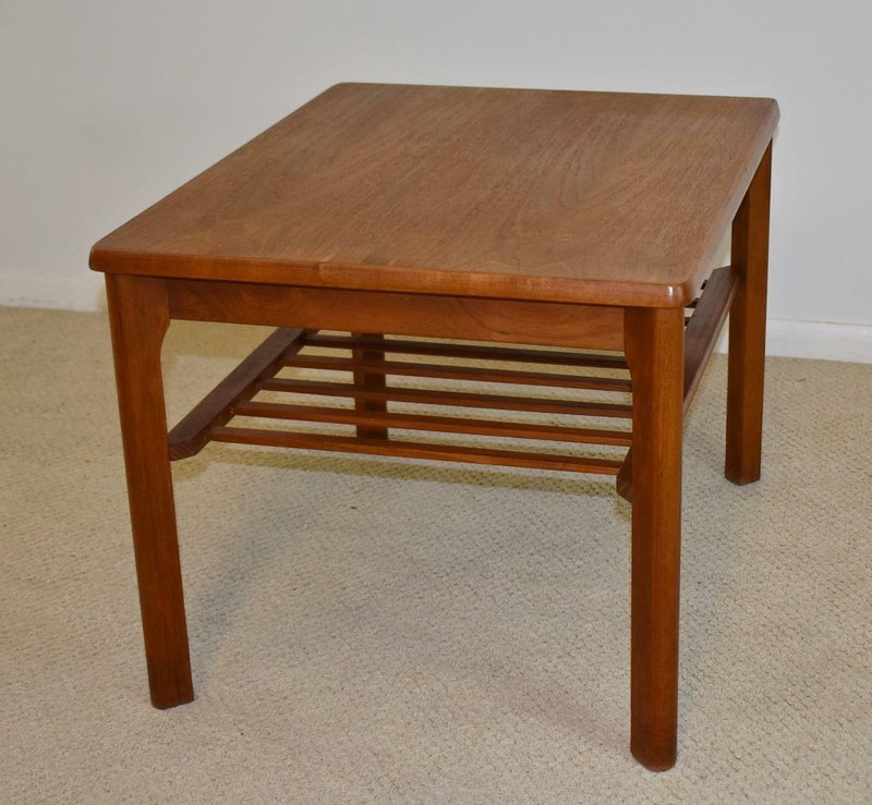 Mid Century Modern Danish Teak Side Table Magazine Rack Mobelfabrikken Toften gallery