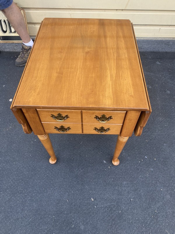 65794 Solid Maple Drop Side Pembrooke Lamp Table Stand w/ Drawer gallery