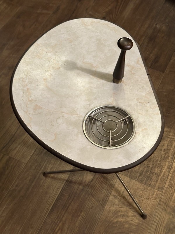 1950s Side Table with Built In Ashtray Vintage Mid Century gallery