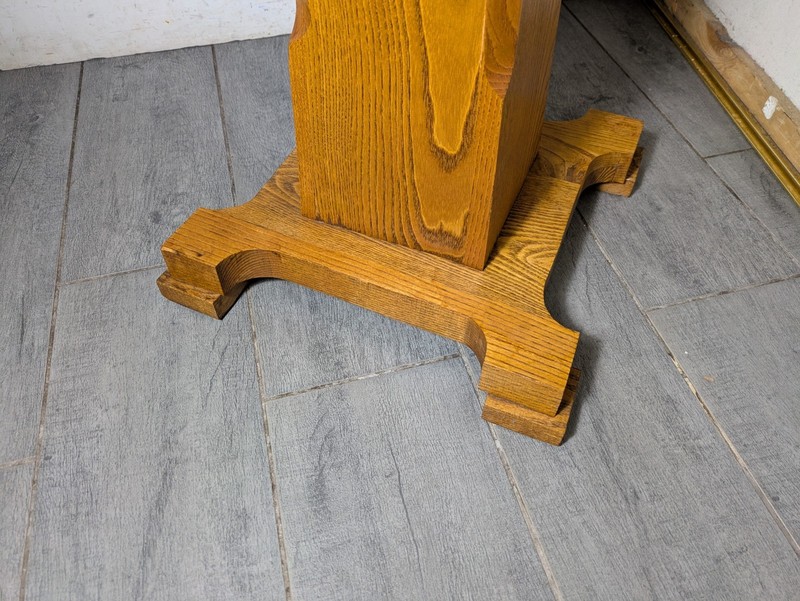 Vintage Mission Solid Oak Wood Pedestal Octagonal Table Plant Stand Arts Crafts gallery