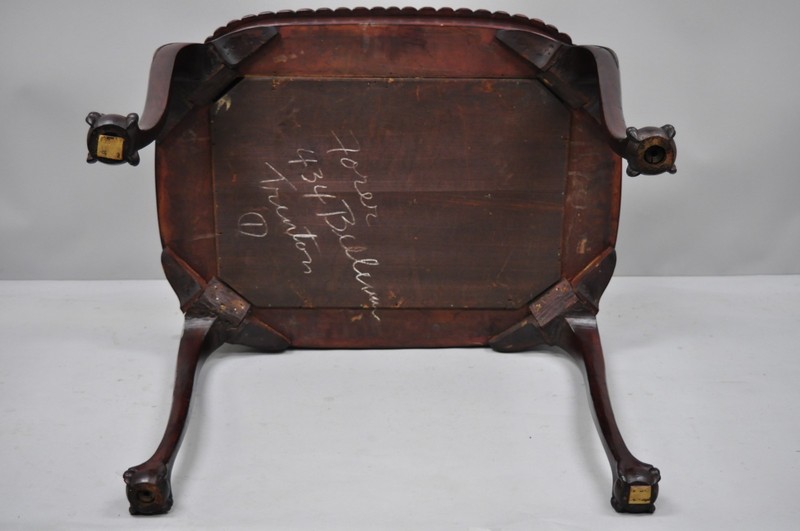 Antique Chippendale Style Rope Carved Mahogany Ball and Claw Parlor Side Table gallery