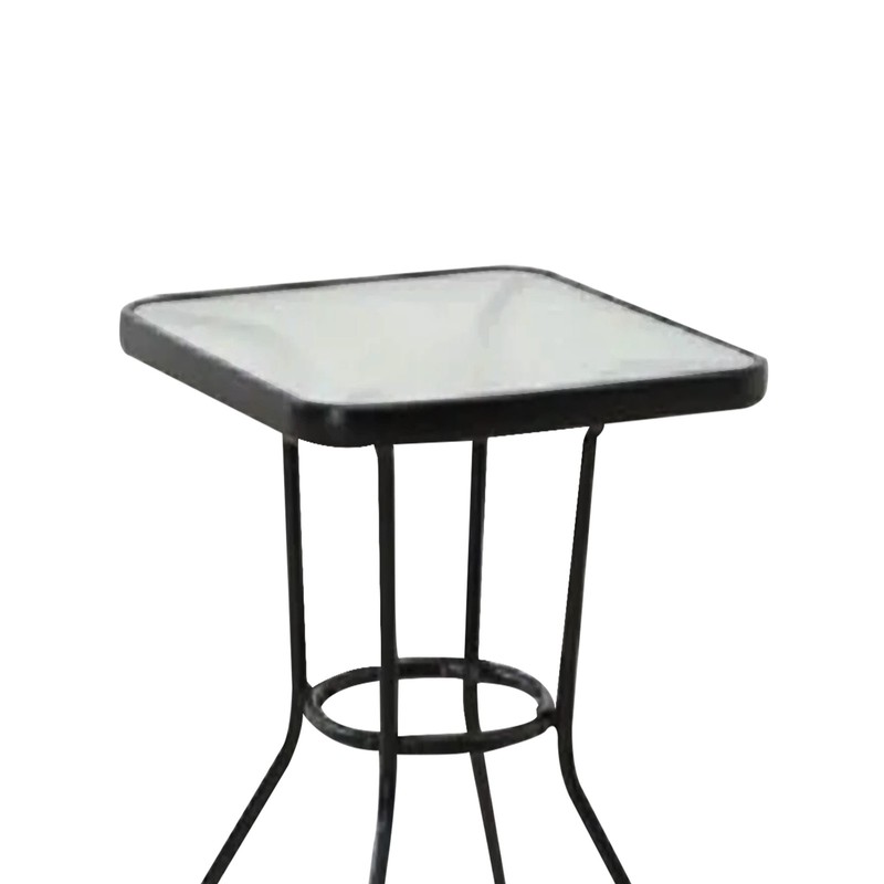 Four Seasons Courtyard Sunny Isles Tempered Glass Top Patio Dining Table, Black gallery