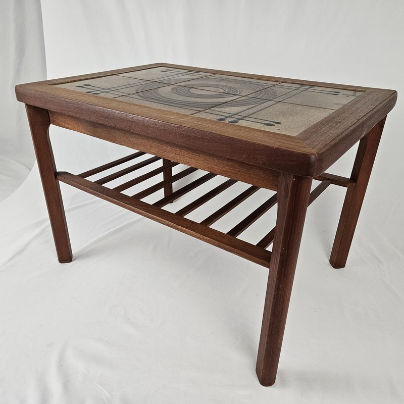 Danish Tile Top Teak Wood End Table Mobelfabrikken Toften Vintage Denmark MCM gallery